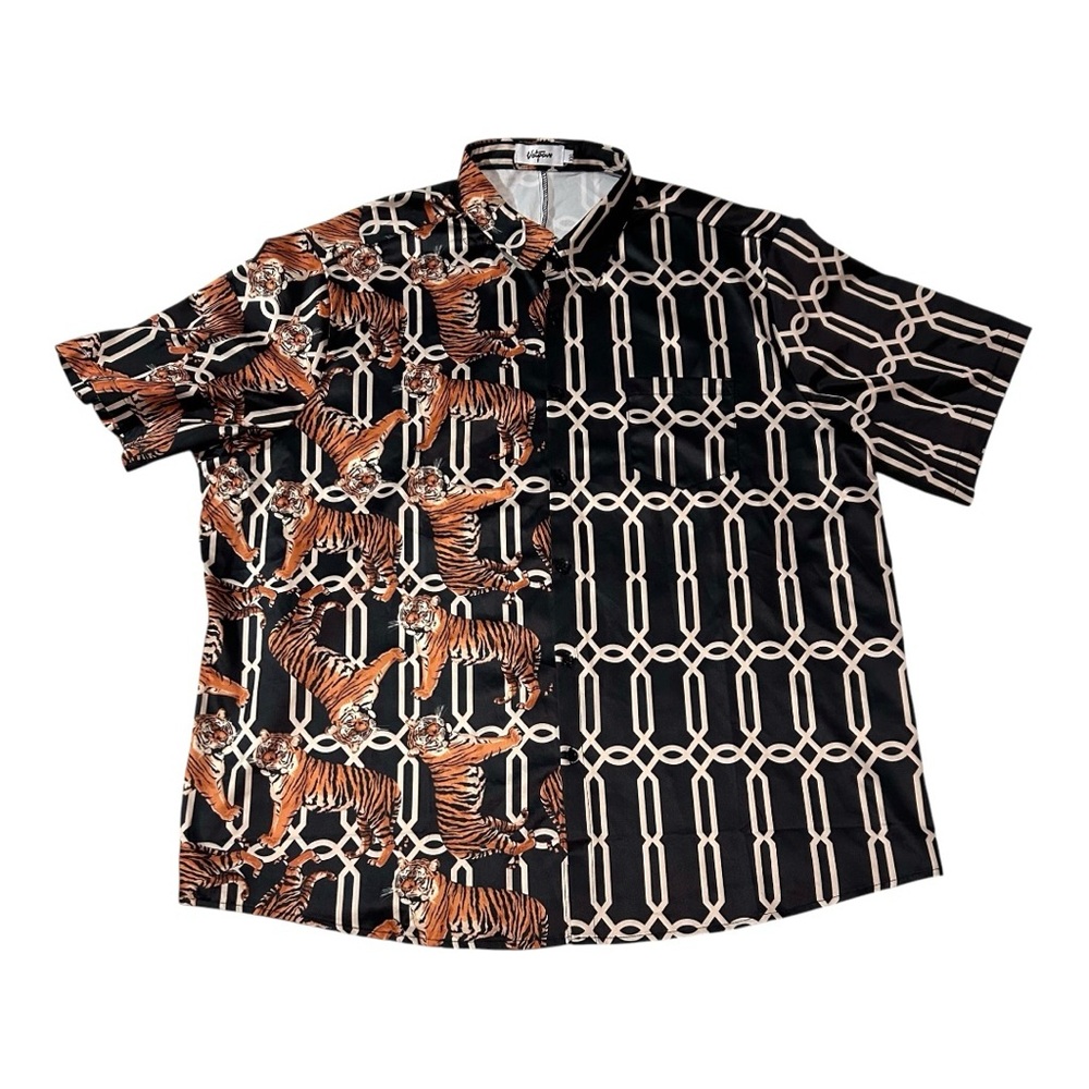 Mens VATPAVE Hawaiian shirt- Size 2XL! 
Tiger Print- Miami Vibes!
